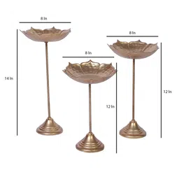 Amaya Decors Gold Metal Detachbale Suflower Urli with Stand Set of 3 image 2