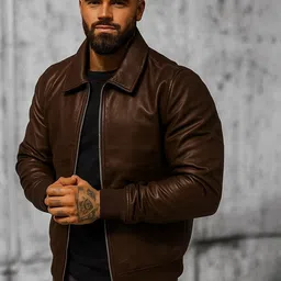 Blaq Ash Men Hooded Solid Leather Jacket-picture-10