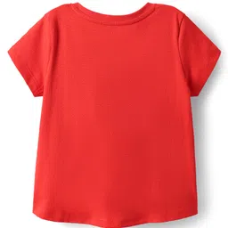 kookie kids india Kookie Kids Knit Half Sleeves Shorts Night Suit With Panda & Heart Print - Red image 3