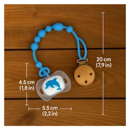Badal Kidz Baby Pacifier with Chain & Soft Penguin Teether Combo ,Silicone, BPA Free - Blue & Pink image 3