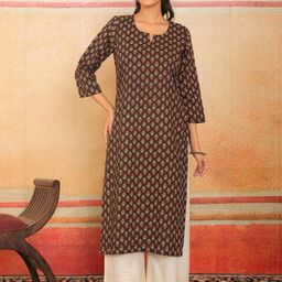 LABEL ADRIJA Floral Printed Pure Cotton Handloom Kurti-picture-16