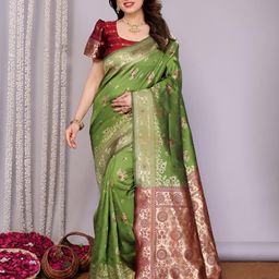 Vastravatika Ethnic Motifs Woven Motifs Zari Kanjeevaram Saree-picture-46