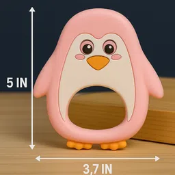 Badal Kidz Baby Pacifier with Chain & Soft Penguin Teether Combo ,Silicone, BPA Free - Blue & Pink image 4