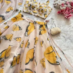 PURI MAA Printed Round Neck Semi-Stitched Lehenga & Ready to Wear Blouse With Dupatta image 4