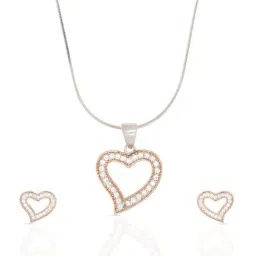 Anayra 92.5 Sterling Silver Heart Shape Pendant Earring Set-picture-17