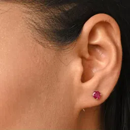Clara 92.5 Sterling Silver Blood Red Minimal Daily Wear Stud Earrings for Kids Girls-picture-34