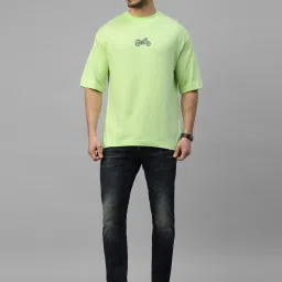 Royal Enfield 8-Bit Scram Light Green Regular Fit Printed Oversized Crew T-Shirt image 5