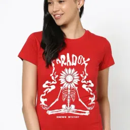 Bewakoof Red Regular Fit Graphic T-Shirt-picture-39