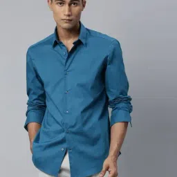 Rare Rabbit Blue Cotton Regular Fit Solid Shirt-picture-25