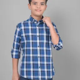 Crimsoune Club Kids Blue Checks Full Sleeves Shirt-image-94