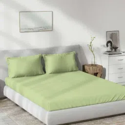 DDecor Green Cotton 180 TC 120 GSM Double Bedsheet With 2 Pillow Cover-picture-15