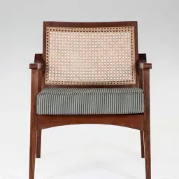 Fabindia Home Grey & Brown Mango Wood Woven Doyle Arm Chair-image-69