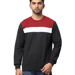 Park Avenue Black & Red Slim Fit Colour Block Sweatshirt-picture-22