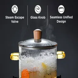 ALLO Transparent Borosilicate Glass Cooking Casserole Pot with Lid(3000 ml) image 3