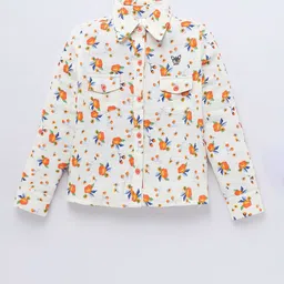 Naughty Ninos Girls Modern Fit Spread Collar Floral Printed Cotton Casual Shirt-image-49