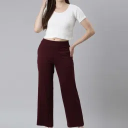 Go Colors! Maroon Mid Rise Flared Pants image 5