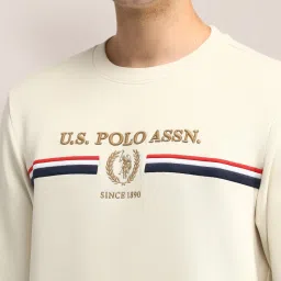 u.s. polo assn. U.S.Polo Association White Cotton Regular Fit Logo Printed Sweatshirt image 5