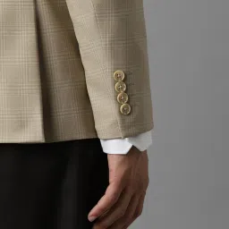 Louis Philippe Khaki Slim Fit Checks Blazer image 5