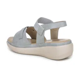 Shezone Women's Grey Ankle Strap Wedges image 5