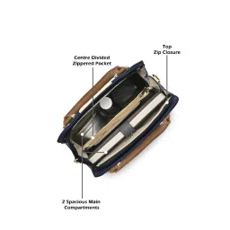 LAVIE LUXE Navy Blue Color Block Small Satchel Handbag image 5