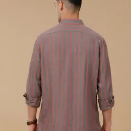 Linen Club Grey Linen Slim fit Stripes casual shirts image 2