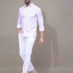 Crimsoune Club Pink Blended Slim Fit Self Shirt image 5