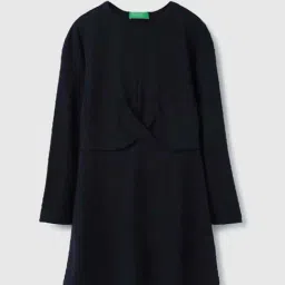 United Colors of Benetton Girls Navy Textured Full Sleeves Casual Dresses-picture-17