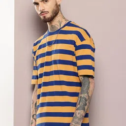Kook N Keech Pure Cotton Striped Drop-Shoulder Sleeves Oversized T-shirt image 3