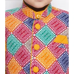 AJ Dezines Kids Multicolor Printed Full Sleeves Kurta, Pyjamas with Waistcoat image 5