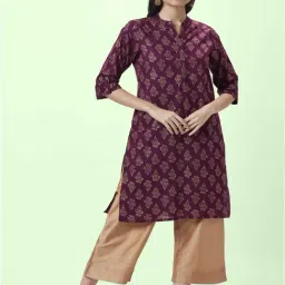 Rangmanch by Pantaloons Purple Cotton Printed Straight Kurta-picture-37