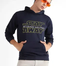 Campus Sutra Navy Cotton Regular Fit Printed Hooded Sweatshirt-picture-16