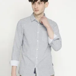 Being Human White & Grey Slim Fit Printed Shirt-picture-29
