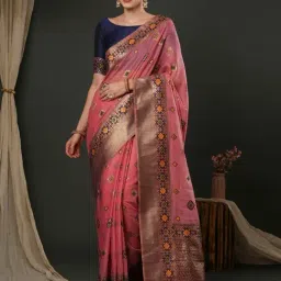 Saree Mall Pink Woven Saree With Unstitched Blouse-picture-17