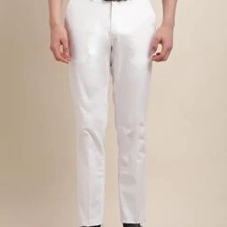 Turtle White Cotton Slim Fit Trousers-picture-16
