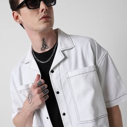 VASTRADO Men Classic Cuban Collar Solid Cotton Oversized Casual Shirt-picture-11