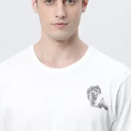 Kryptic White Relaxed Fit Printed Oversized Crew T-Shirt image 4