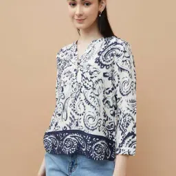 Fame Forever By Lifestyle Off White Regular Fit Printed Top-picture-36