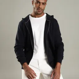 Tommy Hilfiger Navy Cotton Regular Fit Hooded Jacket image 5