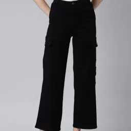showoffff SHOWOFF Black Denim Relaxed Fit Mid Rise Cargo Jeans-picture-33