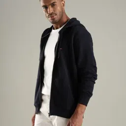 Tommy Hilfiger Navy Cotton Regular Fit Hooded Jacket image 3