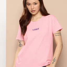 Difference of Opinion Women Typography Printed Pure Cotton Boxy T-shirt image 2