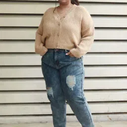 High Star Beige Self Design Sweater image 4