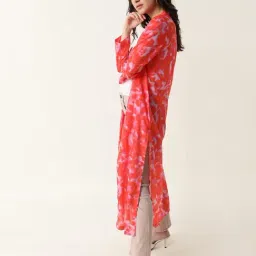 Rareism Red Cotton Regular Fit Printed Outer Wear image 5