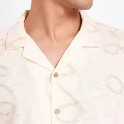 7 Alt By Pantaloons Beige Cotton Slim Fit Printed Shirt image 5