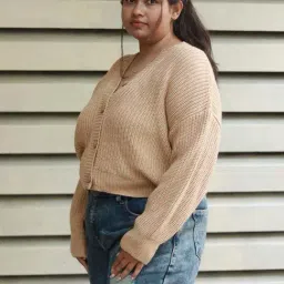 High Star Beige Self Design Sweater image 3