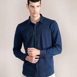 Cantabil Navy Blue Cotton Regular Fit Shirt-picture-32