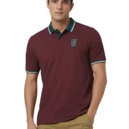 Peter England Maroon Cotton Regular Fit Polo T-Shirts-picture-16