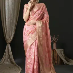 Saree Mall Pink Woven Sarees With Unstitched Blouse-picture-10