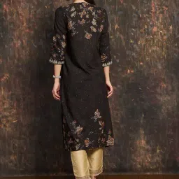 Melange By Lifestyle Black Regular Fit Floral Print Kurta image 2