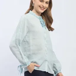MADAME Blue Printed Shirt image 3